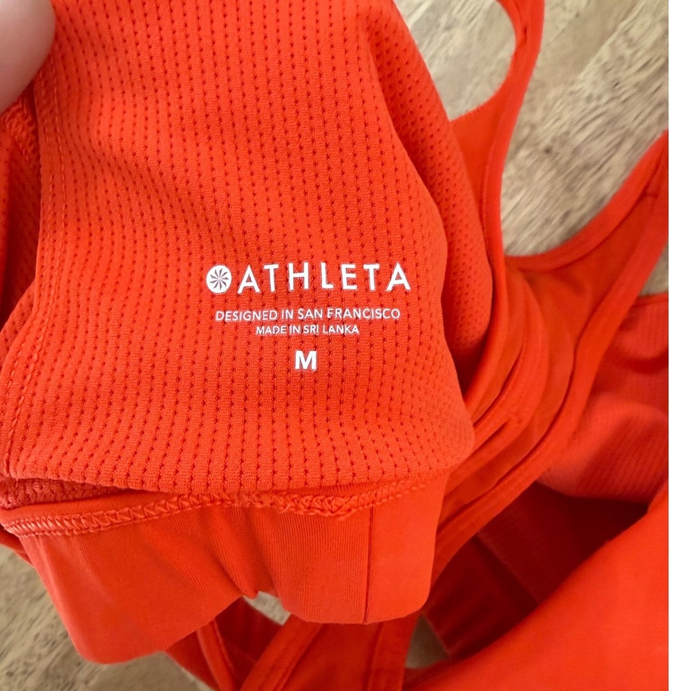 Athleta Womens Orange Red Mesh Racerback Sports Bra Medium Activewear Gym Top - Picture 3 of 3
